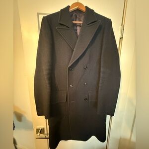 Navy blue H&M double-breasted overcoat